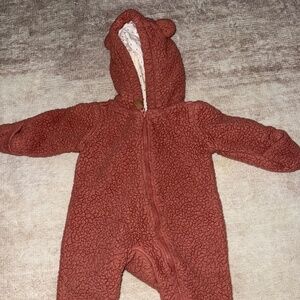 Carter's Hooded One-Piece Sherpa Pram Suit With Bear Ears Size Newborn